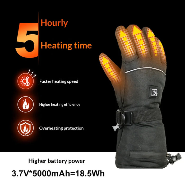 Touchscreen Heated Gloves 3-Level Temperature Control Smart Electric Warming Gloves for Winter Cycling, with 2Pcs 5000mAh Battery - Black / One Size - 2