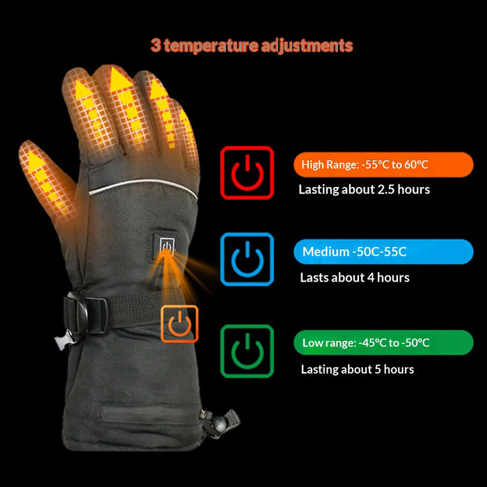 Touchscreen Heated Gloves 3-Level Temperature Control Smart Electric Warming Gloves for Winter Cycling, with 2Pcs 5000mAh Battery - Black / One Size - 4