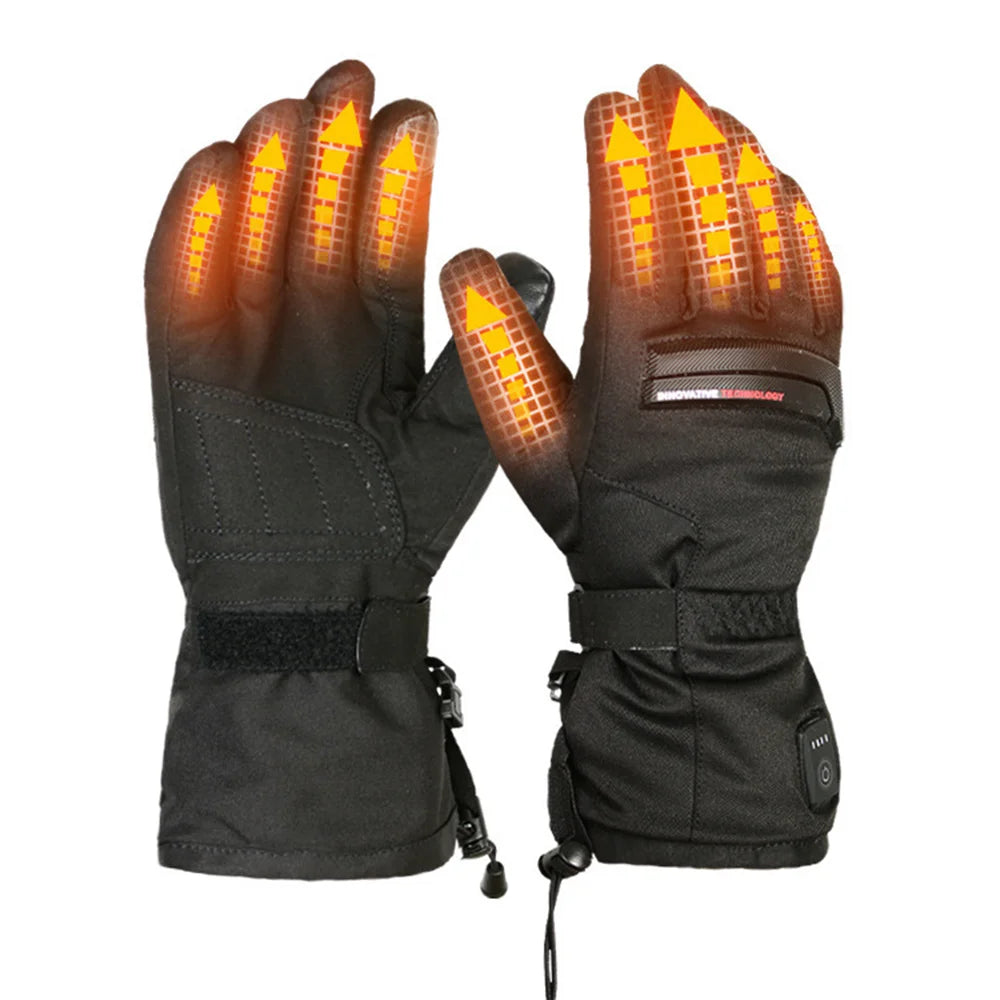 3 Levels Smart Heated Gloves Touchscreen Electric Warming Gloves with 2Pcs 7.4V/3000mAh Battery - Black | L - 1