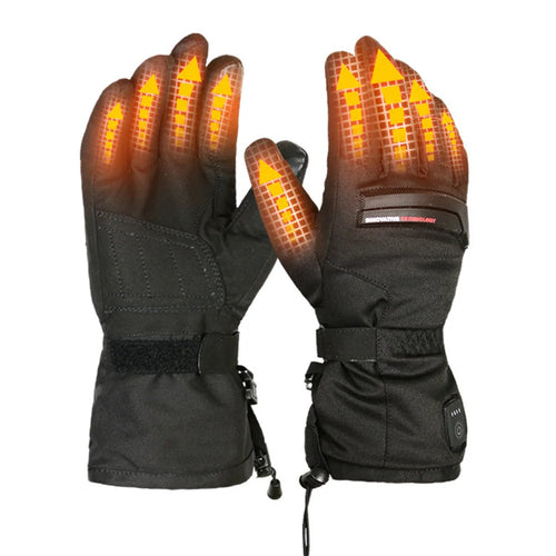 3 Levels Smart Heated Gloves Touchscreen Electric Warming Gloves with 2Pcs 7.4V/3000mAh Battery - Black | L - 1
