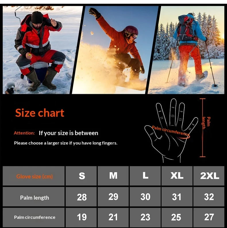 3 Levels Smart Heated Gloves Touchscreen Electric Warming Gloves with 2Pcs 7.4V/3000mAh Battery - Black | L - 7