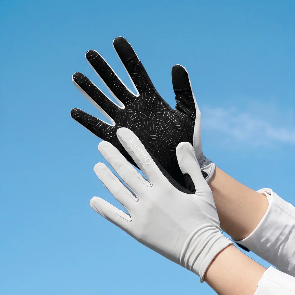 QUNATURE S425 Outdoor Gloves UPF50+ Sun Protection Anti-slip Touchscreen Mittens for Hiking Cycling Fishing - Dark Gray|S - 5