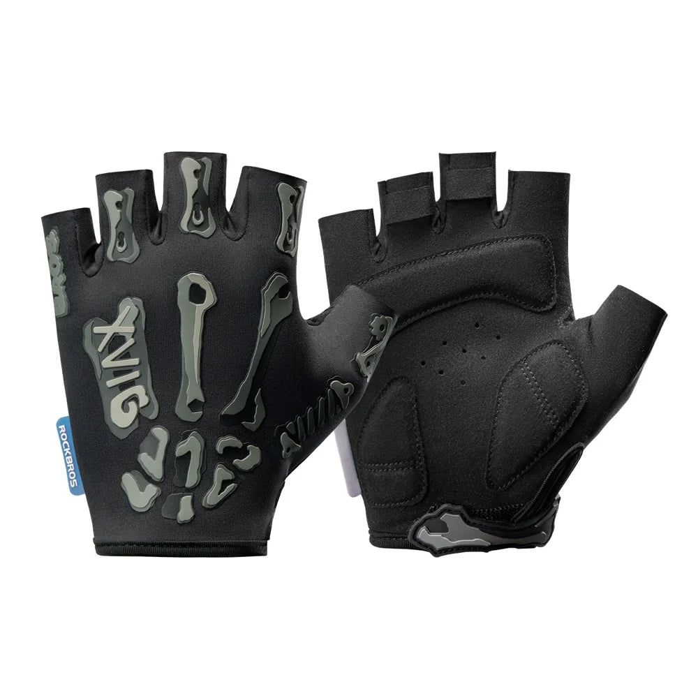 ROCKBROS S426-1 Half Finger Cycling Gloves SBR Shock Absorbing Breathable for Road Mountain Bike - Black|S - 1