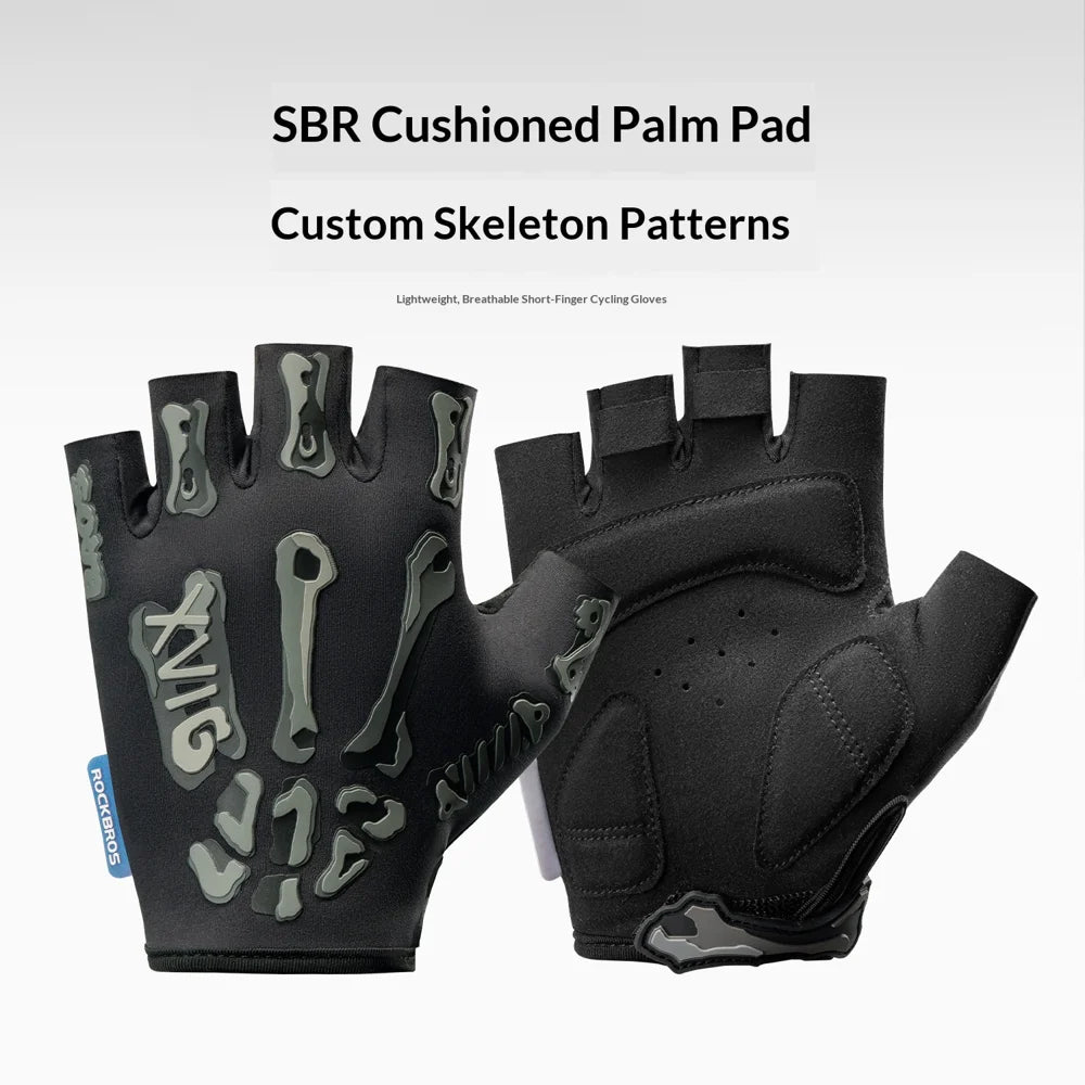 ROCKBROS S426-1 Half Finger Cycling Gloves SBR Shock Absorbing Breathable for Road Mountain Bike - Black|S - 2