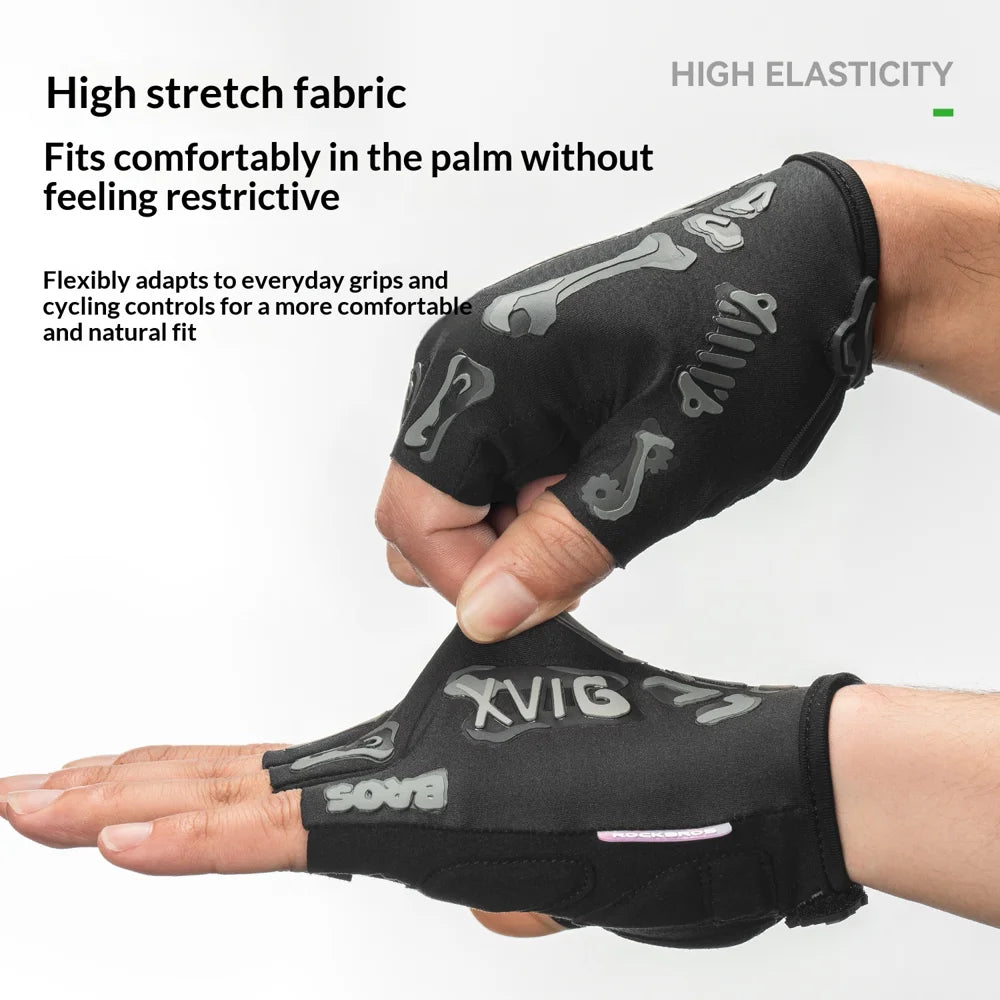 ROCKBROS S426-1 Half Finger Cycling Gloves SBR Shock Absorbing Breathable for Road Mountain Bike - Black|S - 5