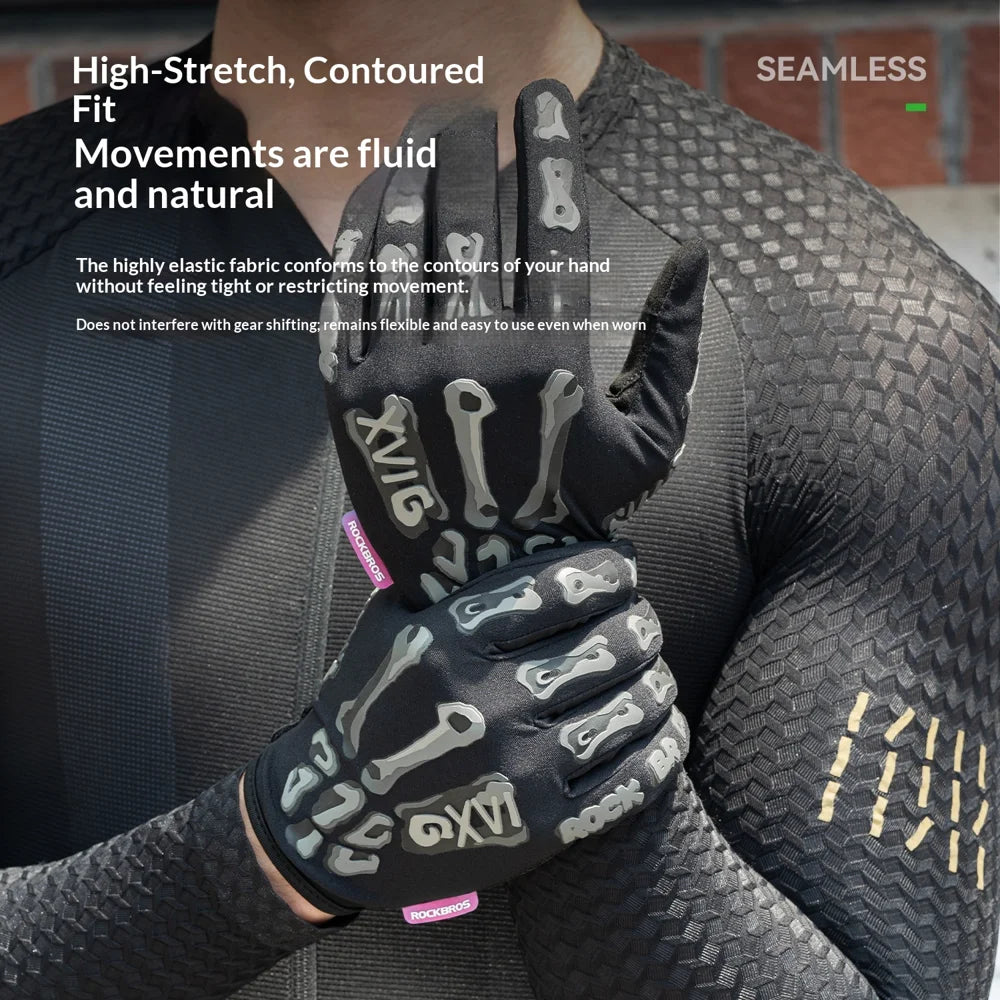 ROCKBROS S426 Full Finger Cycling Gloves Shockproof Breathable Touchscreen Mittens for Road Mountain Bike - Black|S - 4