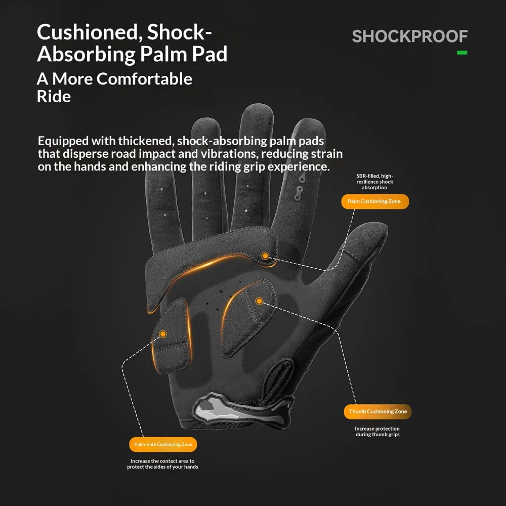 ROCKBROS S426 Full Finger Cycling Gloves Shockproof Breathable Touchscreen Mittens for Road Mountain Bike - Black|S - 5