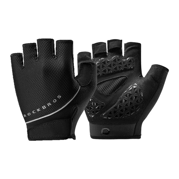 ROCKBROS 16220058 Cycling Gloves Half Finger Mountain Road Bike Gloves Shock Absorbing Breathable for Summer - Black|M - 1