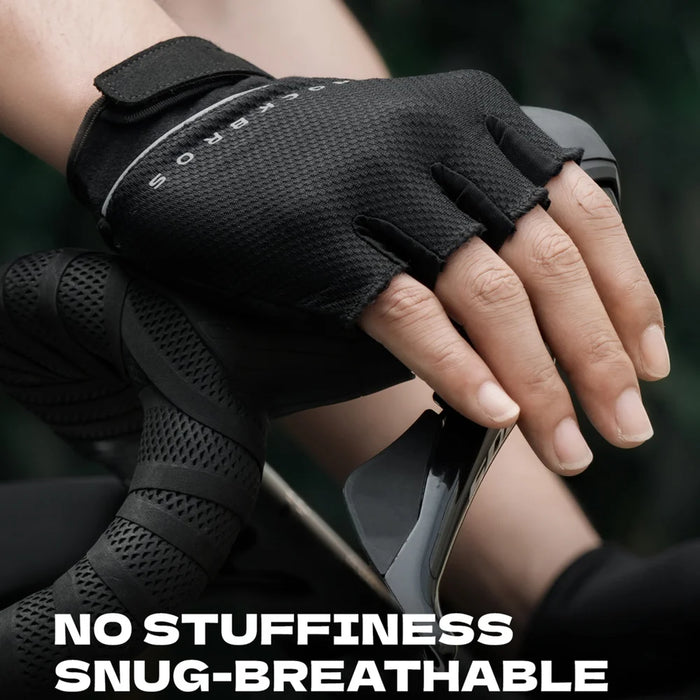 ROCKBROS 16220058 Cycling Gloves Half Finger Mountain Road Bike Gloves Shock Absorbing Breathable for Summer - Black|M - 7