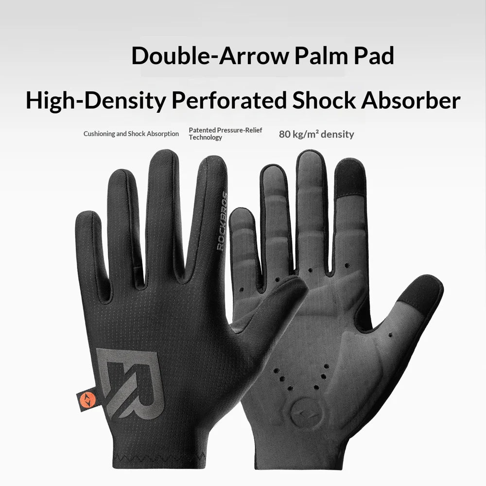 ROCKBROS S399 Cycling Gloves Full Finger Shock Absorbing Mittens for Road Mountain Bike - Black / S - 2