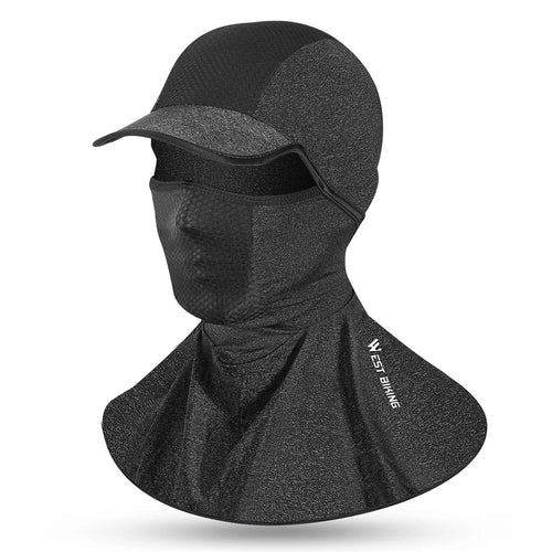 WEST BIKING YP0201304 Outdoor Bike Cycling Sunproof Breathable Cap Scarf Face Cover Headgear with Brim - Black/Grey - 1