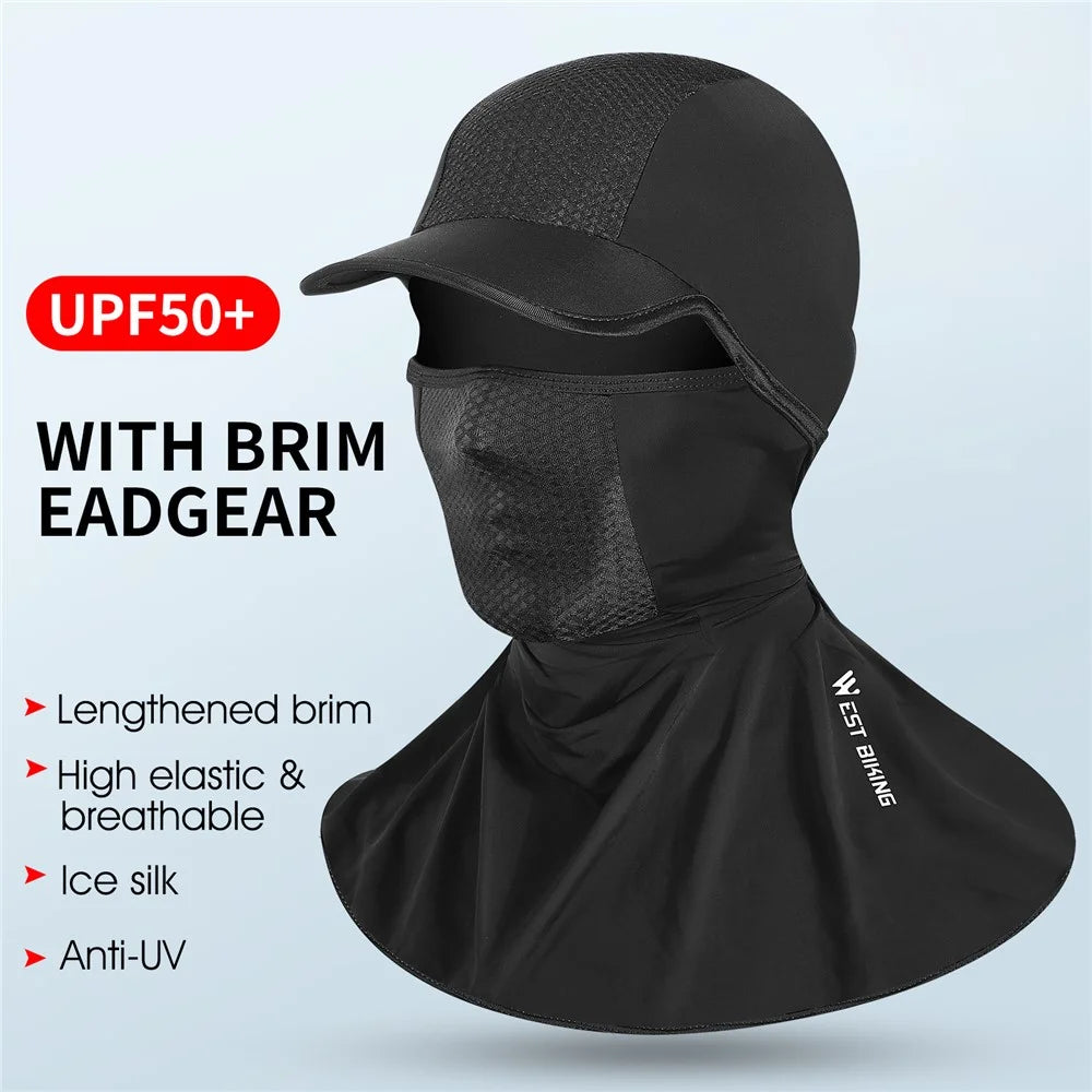 WEST BIKING YP0201304 Outdoor Bike Cycling Sunproof Breathable Cap Scarf Face Cover Headgear with Brim - Black/Grey - 2