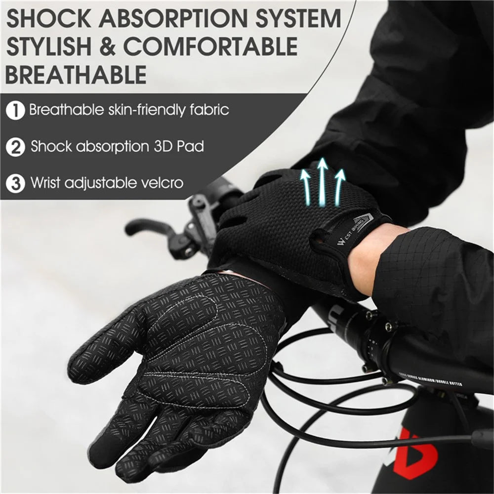 WEST BIKING YP0211223 Outdoor Bike Cycling Gloves Touch Screen Shockproof Breathable Full Finger Gloves - Blue/M - 2