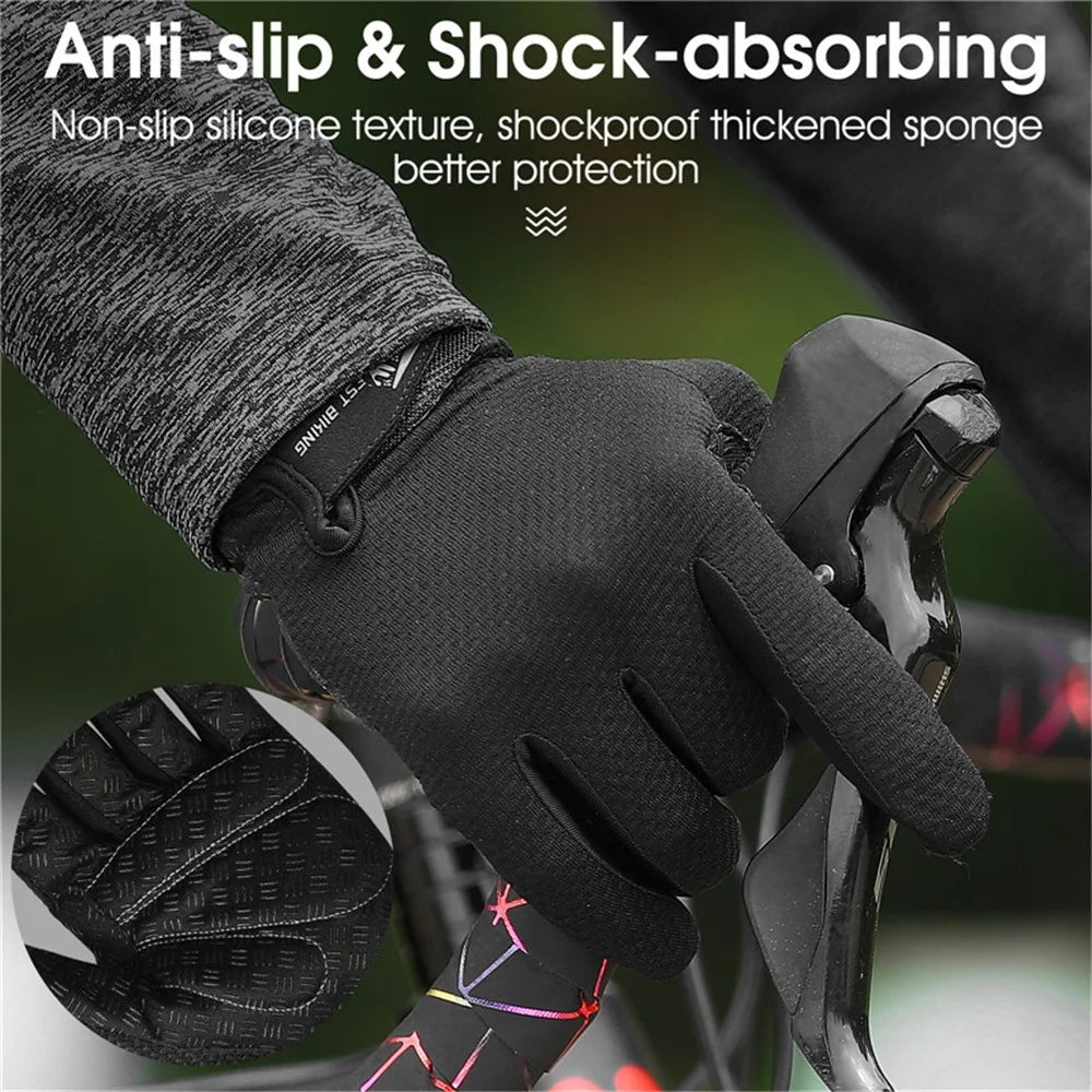 WEST BIKING YP0211223 Outdoor Bike Cycling Gloves Touch Screen Shockproof Breathable Full Finger Gloves - Blue/M - 4