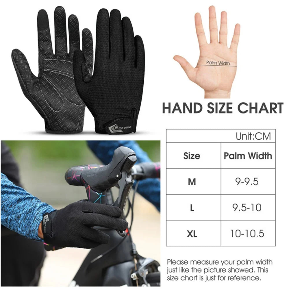 WEST BIKING YP0211223 Outdoor Bike Cycling Gloves Touch Screen Shockproof Breathable Full Finger Gloves - Blue/M - 5
