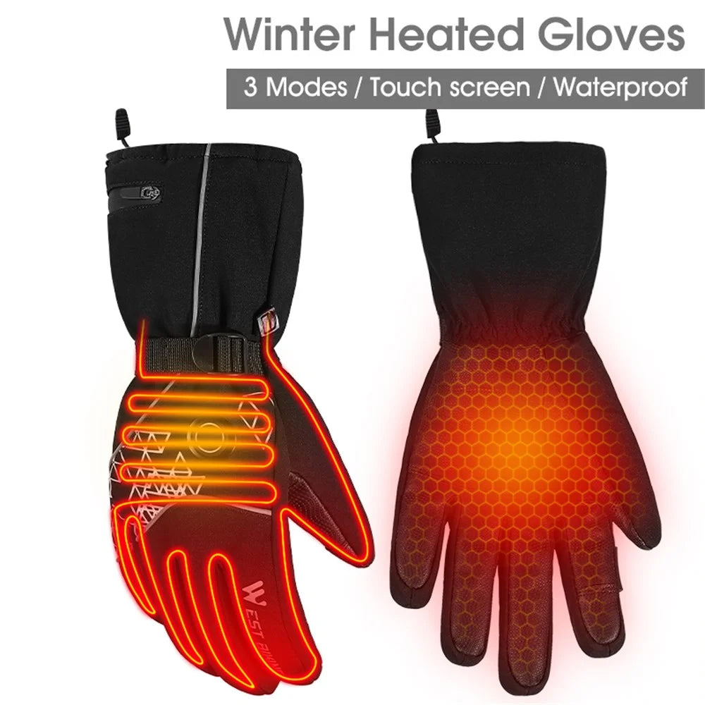 WEST BIKING YP0211224 1 Pair Winter Electric Heating Full-Finger Gloves Touch Screen Waterproof Warm Cycling Mittens - M - 2