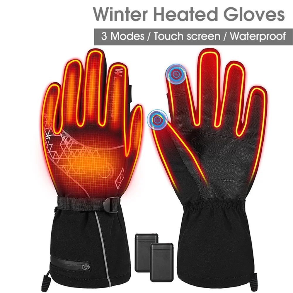 WEST BIKING YP0211224 1 Pair Winter Electric Heating Full-Finger Gloves Touch Screen Waterproof Warm Cycling Mittens - M - 3