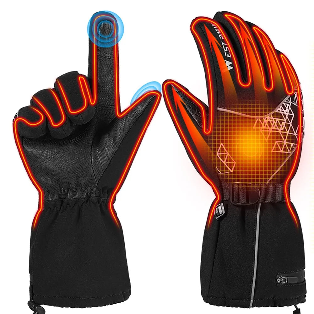 WEST BIKING YP0211224 1 Pair Winter Electric Heating Full-Finger Gloves Touch Screen Waterproof Warm Cycling Mittens - M - 4