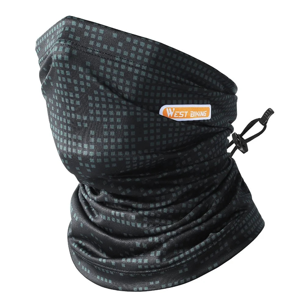 WEST BIKING YP0201323 Outdoor Sports Cycling UV Protection Elastic Ice Silk Neck Gaiter Drawstring Face Cover - Black/Grey - 1