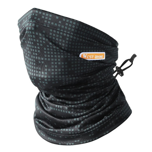WEST BIKING YP0201323 Outdoor Sports Cycling UV Protection Elastic Ice Silk Neck Gaiter Drawstring Face Cover - Black/Grey - 1