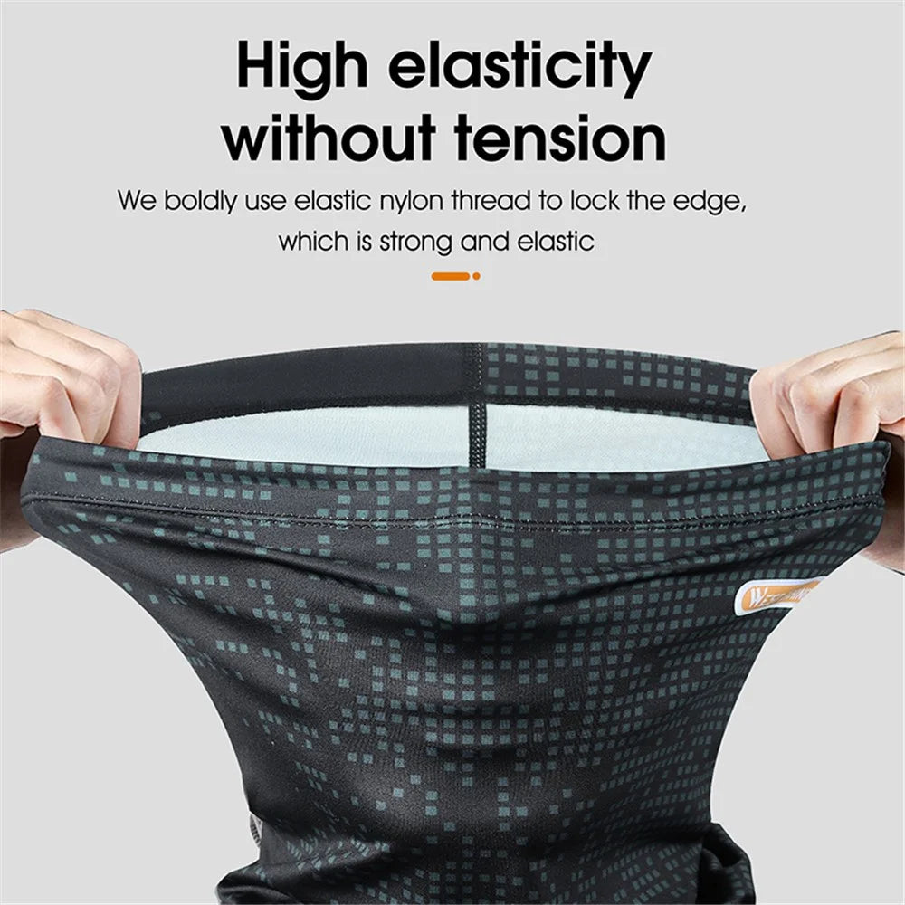 WEST BIKING YP0201323 Outdoor Sports Cycling UV Protection Elastic Ice Silk Neck Gaiter Drawstring Face Cover - Black/Grey - 3