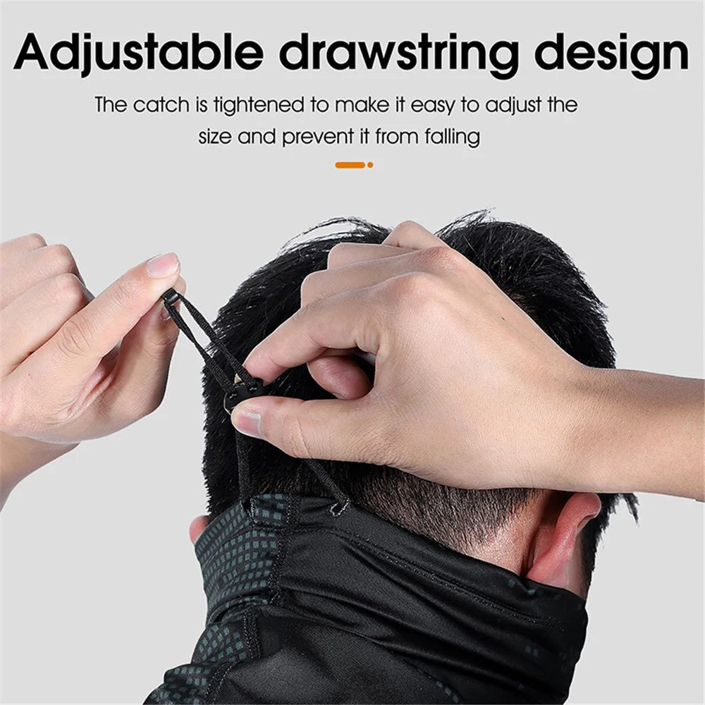 WEST BIKING YP0201323 Outdoor Sports Cycling UV Protection Elastic Ice Silk Neck Gaiter Drawstring Face Cover - Black/Grey - 4