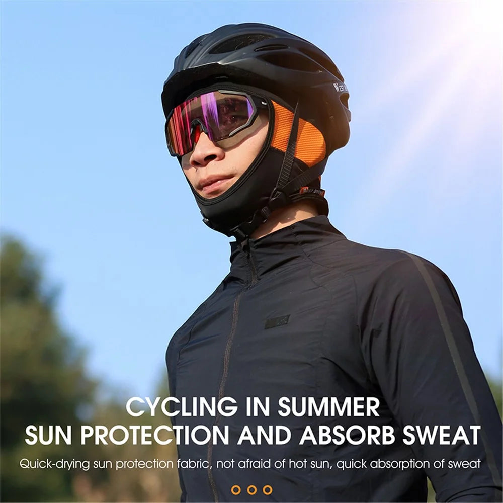 WEST BIKING YP0201317 Anti-UV Summer Ice Silk Cap Balaclava Quick-Drying Breathable Helmet Liner for Outdoor Sports - Black/Orange - 4