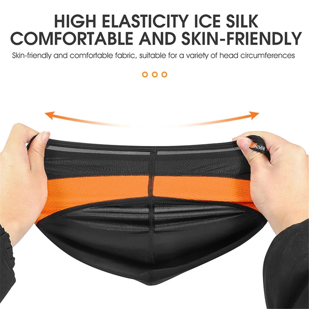WEST BIKING YP0201317 Anti-UV Summer Ice Silk Cap Balaclava Quick-Drying Breathable Helmet Liner for Outdoor Sports - Black/Orange - 5