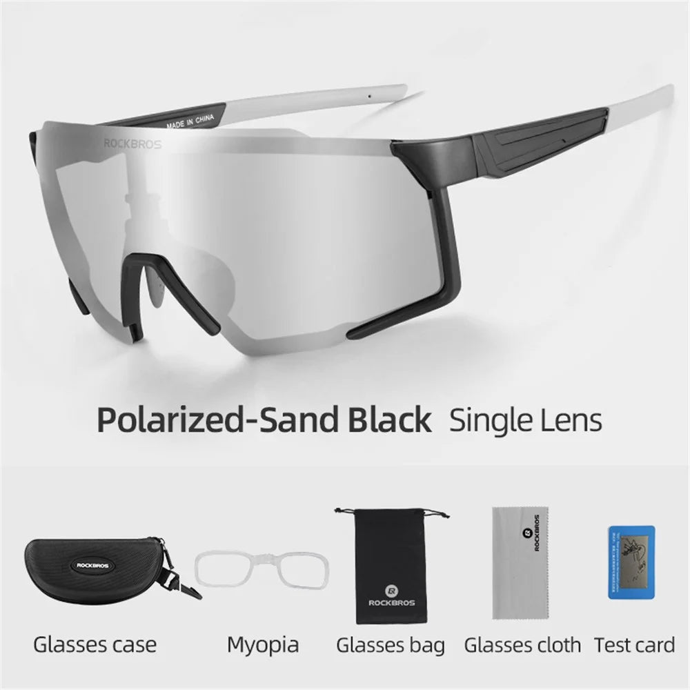 ROCKBROS SP22 Polarizing Men Women Sports Outdoor Windproof Sandproof Bicycle Cycling Glasses with Myopia Frame - Black - 6