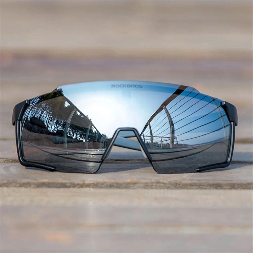 ROCKBROS SP22 Polarizing Men Women Sports Outdoor Windproof Sandproof Bicycle Cycling Glasses with Myopia Frame - Black - 7