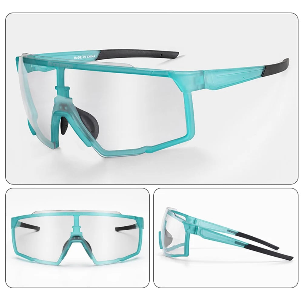 ROCKBROS SP22 Color Changing Glasses Outdoor Windproof Sandproof Bicycle Cycling Men Women Glasses with Myopia Frame - Blue - 3