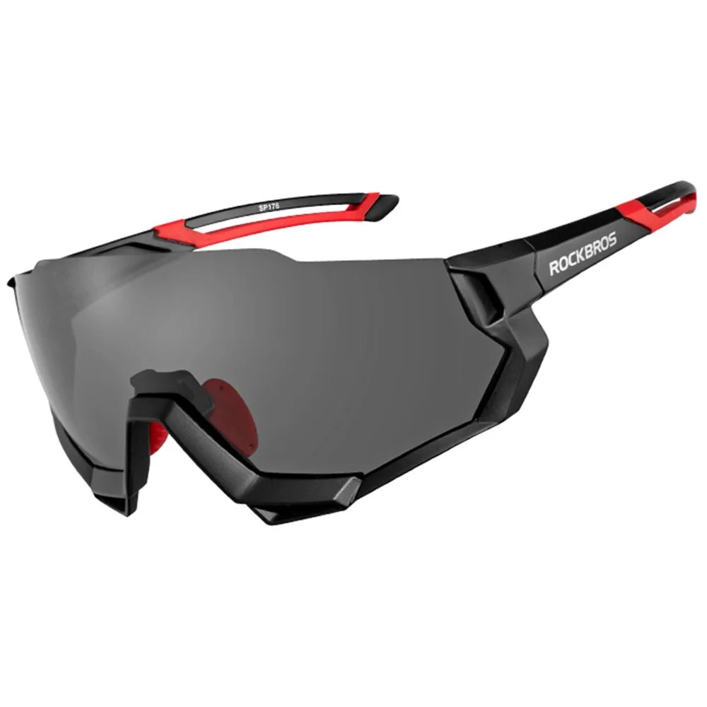 ROCKBROS 10133 Photochromic Cycling Sunglasses Polarized Windproof Eyeglasses Riding Eyewear - Black - 1