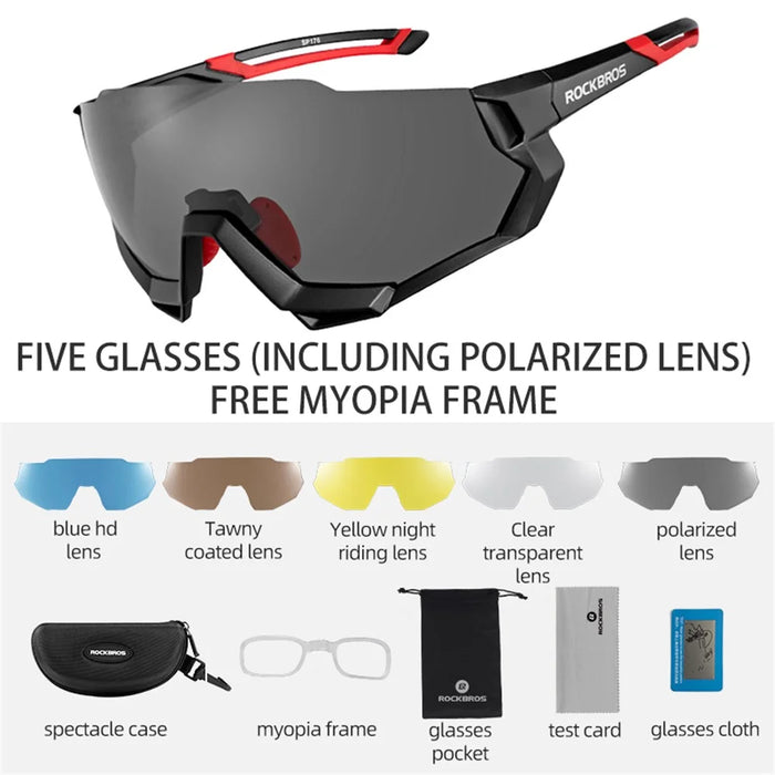 ROCKBROS 10133 Photochromic Cycling Sunglasses Polarized Windproof Eyeglasses Riding Eyewear - Black - 6