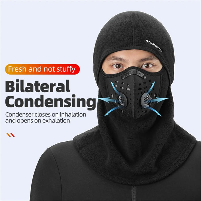 ROCKBROS LF7127 Motorcycle Men Women Winter Warm Cap Ski Balaclava Outdoor Face Mask with Breathe Valve - Black - 2