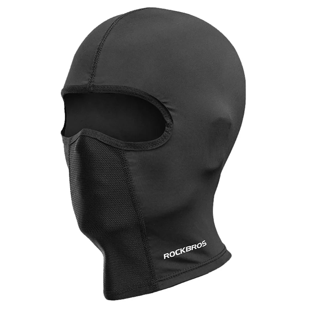 ROCKBROS LF8064 Motorcycle Face Mask Sun Protection Ice Silk Outdoor Cycling Balaclava Cap Scraf Stretch Helmet Liner - Black/without Glasses Hole - 1
