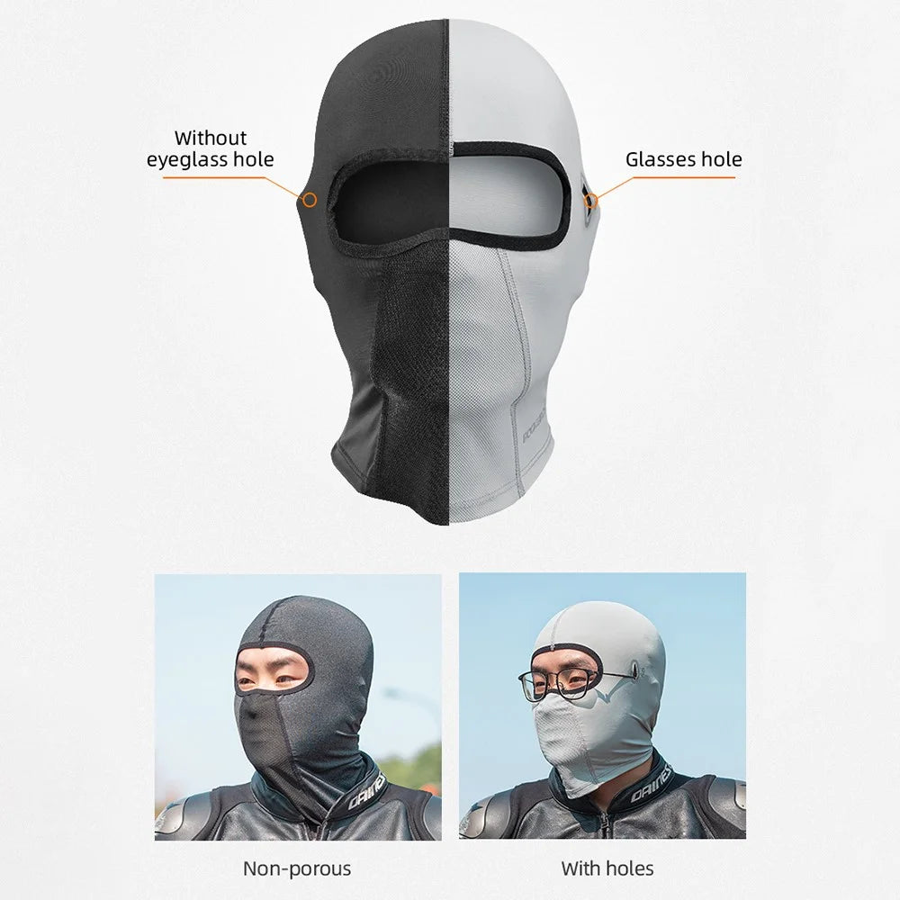 ROCKBROS LF8064 Motorcycle Face Mask Sun Protection Ice Silk Outdoor Cycling Balaclava Cap Scraf Stretch Helmet Liner - Black/without Glasses Hole - 6