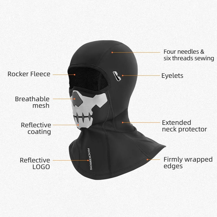 ROCKBROS YPP055 Skull/Spider Pattern Winter Motorcycle Cycling Head Scarf Helmet Liner Balaclava Face Mask - Skull/S - 3