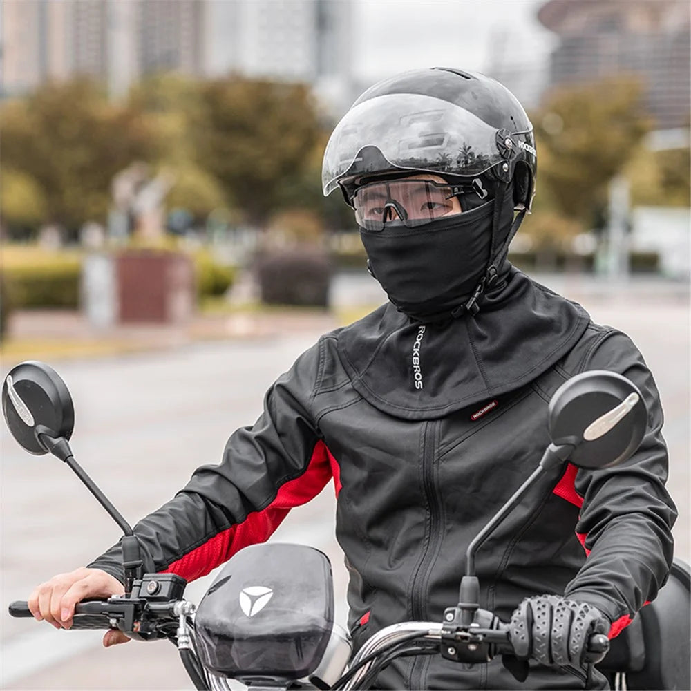ROCKBROS 13420046001 Windproof Motorcycle Cycling Head Scarf Winter Fleece Lined Balaclava Long Face Mask with Replaceable Filter - S - 4