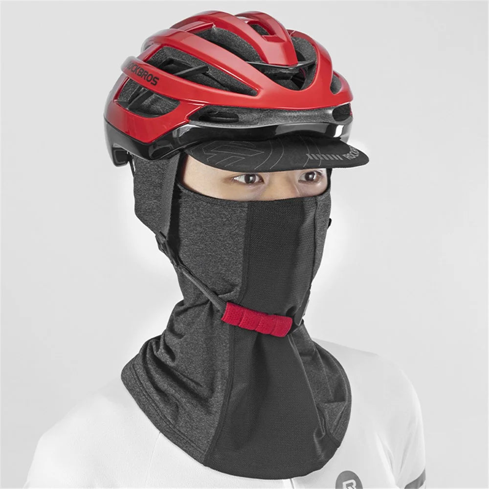 ROCKBROS LF8119 Full Cover Face Mask Sun Protection Breathable Ice Silk Outdoor Cycling Motorcycle Helmet Liner Balaclava Cap with Brim - Black - 4