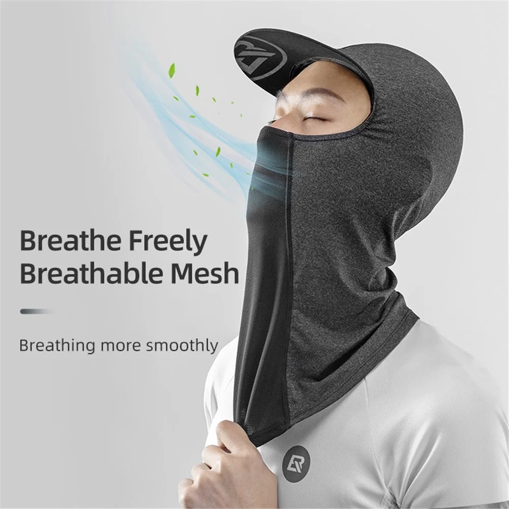 ROCKBROS LF8119 Full Cover Face Mask Sun Protection Breathable Ice Silk Outdoor Cycling Motorcycle Helmet Liner Balaclava Cap with Brim - Black - 5
