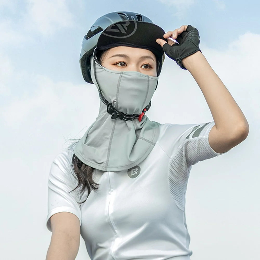 ROCKBROS LF8119 Full Cover Face Mask Sun Protection Breathable Ice Silk Outdoor Cycling Motorcycle Helmet Liner Balaclava Cap with Brim - Black - 6