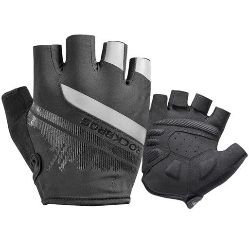 ROCKBROS S247 1Pair Half Finger Bicycle Gloves Wear-resistant Gloves with Reflective Stripes for Cycling Riding - S - 1