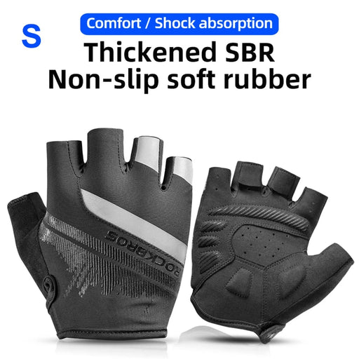 ROCKBROS S247 1Pair Half Finger Bicycle Gloves Wear-resistant Gloves with Reflective Stripes for Cycling Riding - S - 2