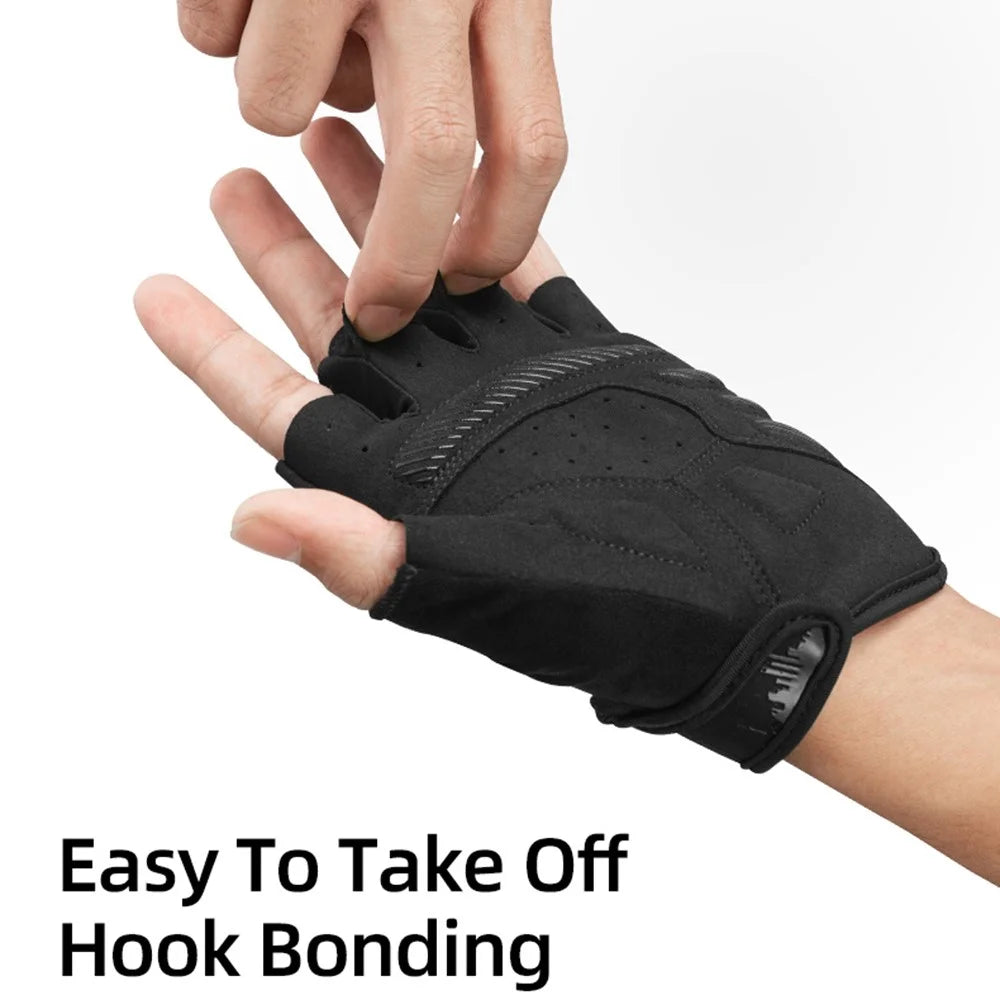 ROCKBROS S247 1Pair Half Finger Bicycle Gloves Wear-resistant Gloves with Reflective Stripes for Cycling Riding - S - 6
