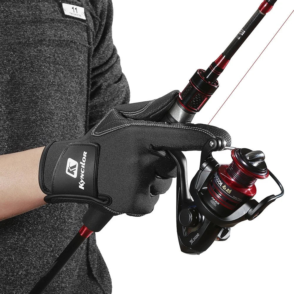 KYNCILOR A0061 Full Finger Gloves Breathable Outdoor Sports Anti-slip Fishing Gloves - Black/M - 2