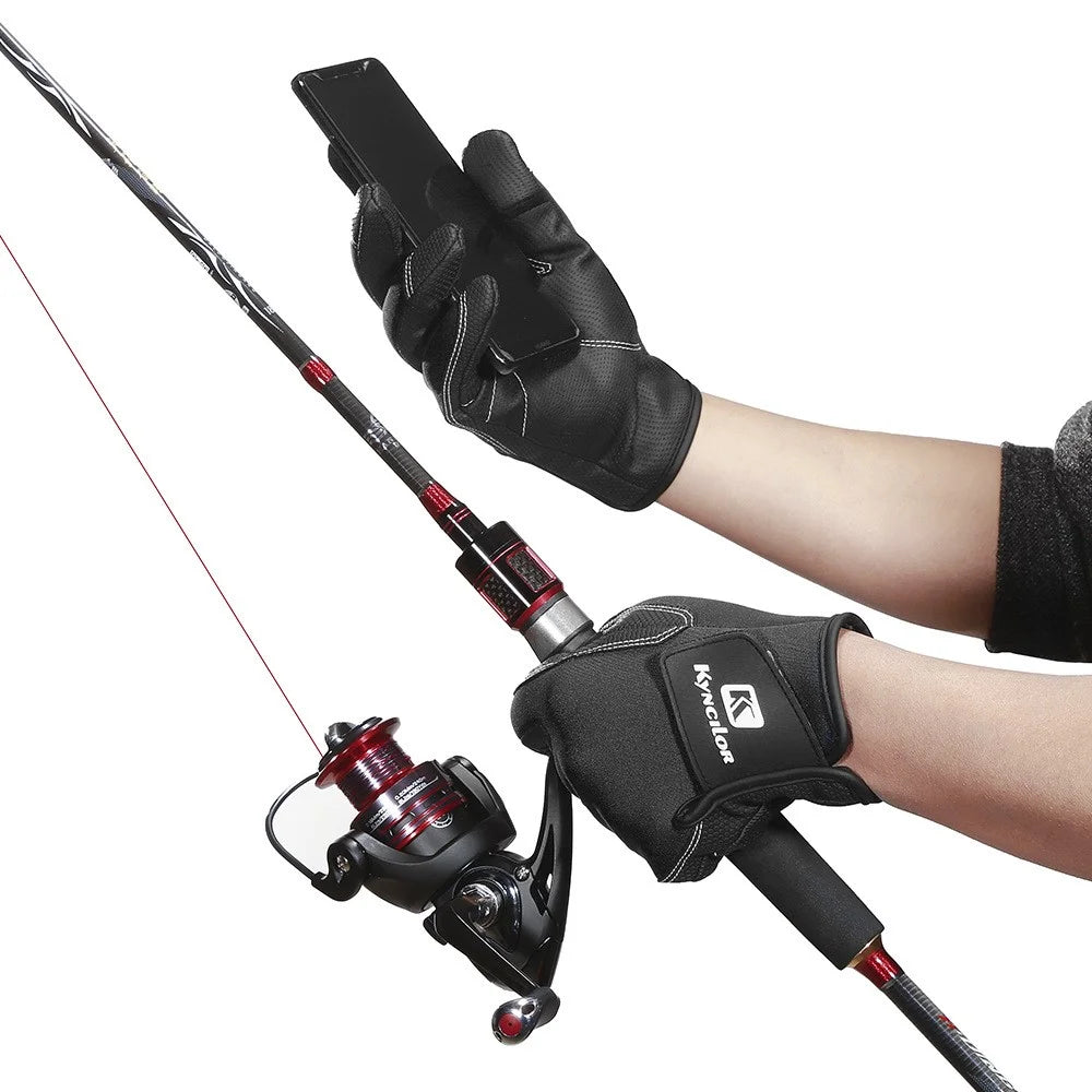 KYNCILOR A0061 Full Finger Gloves Breathable Outdoor Sports Anti-slip Fishing Gloves - Black/M - 3