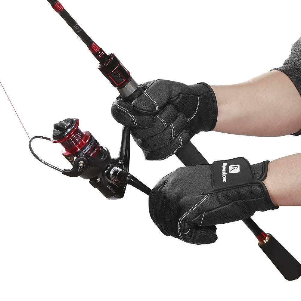 KYNCILOR A0061 Full Finger Gloves Breathable Outdoor Sports Anti-slip Fishing Gloves - Black/M - 4