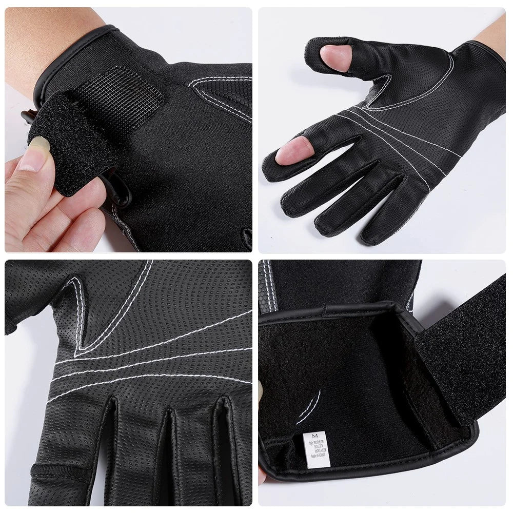 KYNCILOR A0061 Full Finger Gloves Breathable Outdoor Sports Anti-slip Fishing Gloves - Black/M - 7
