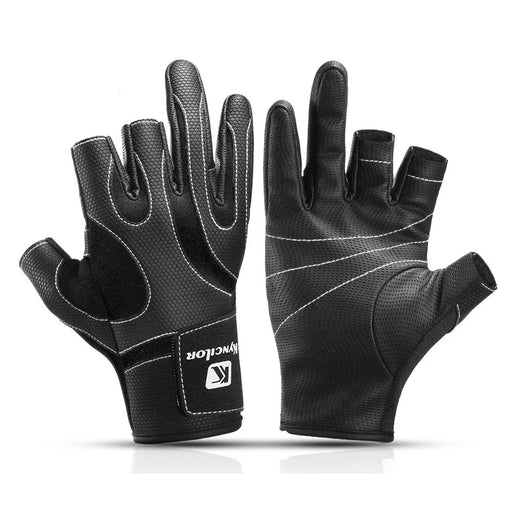KYNCILOR A0062 Fishing Gloves Men Women 3 Cut Fingers Neoprene Mittens Non-slip Cycling Gloves - Black/M - 1