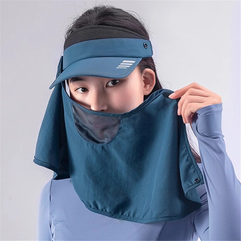 ROCKBROS LF7597 Summer Anti-UV Open Top Cycling Hat with Detachable Face Mask - Dark Grey - 2